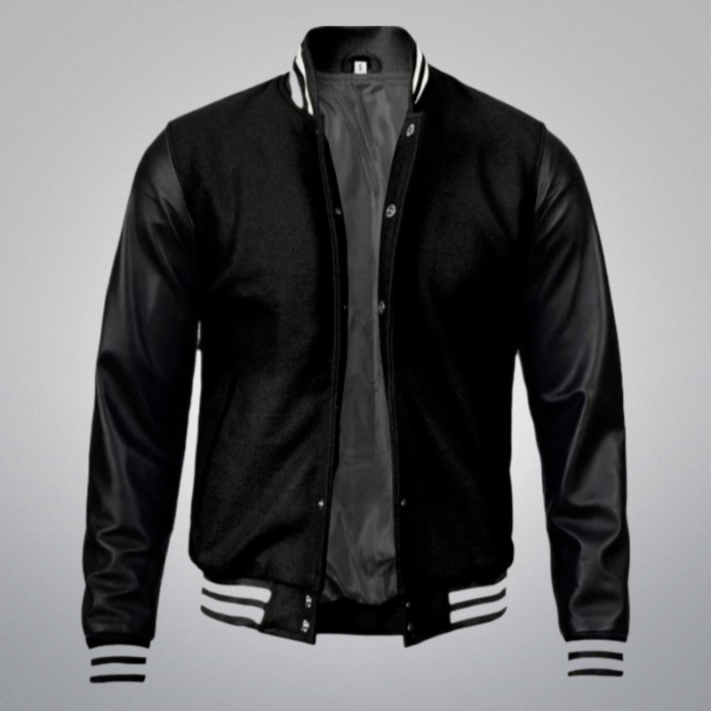 Mens black baseball jacket sale