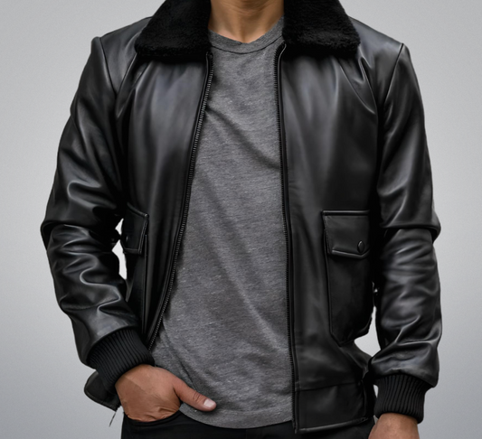 Black Fur Flight Jacket