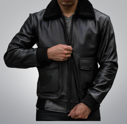 Black Fur Flight Jacket