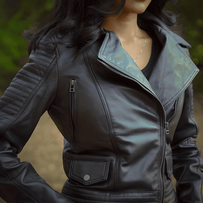 Black Biker Jacket by Cuir Jackets USA