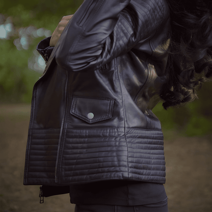 Black Biker Jacket by Cuir Jackets USA