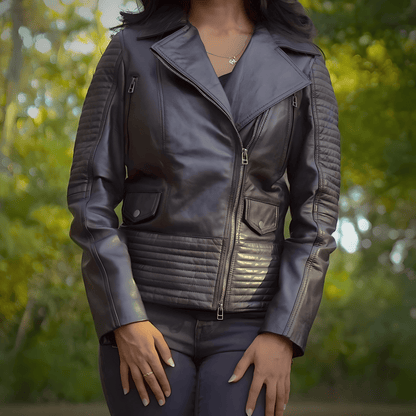 Black Biker Jacket by Cuir Jackets USA