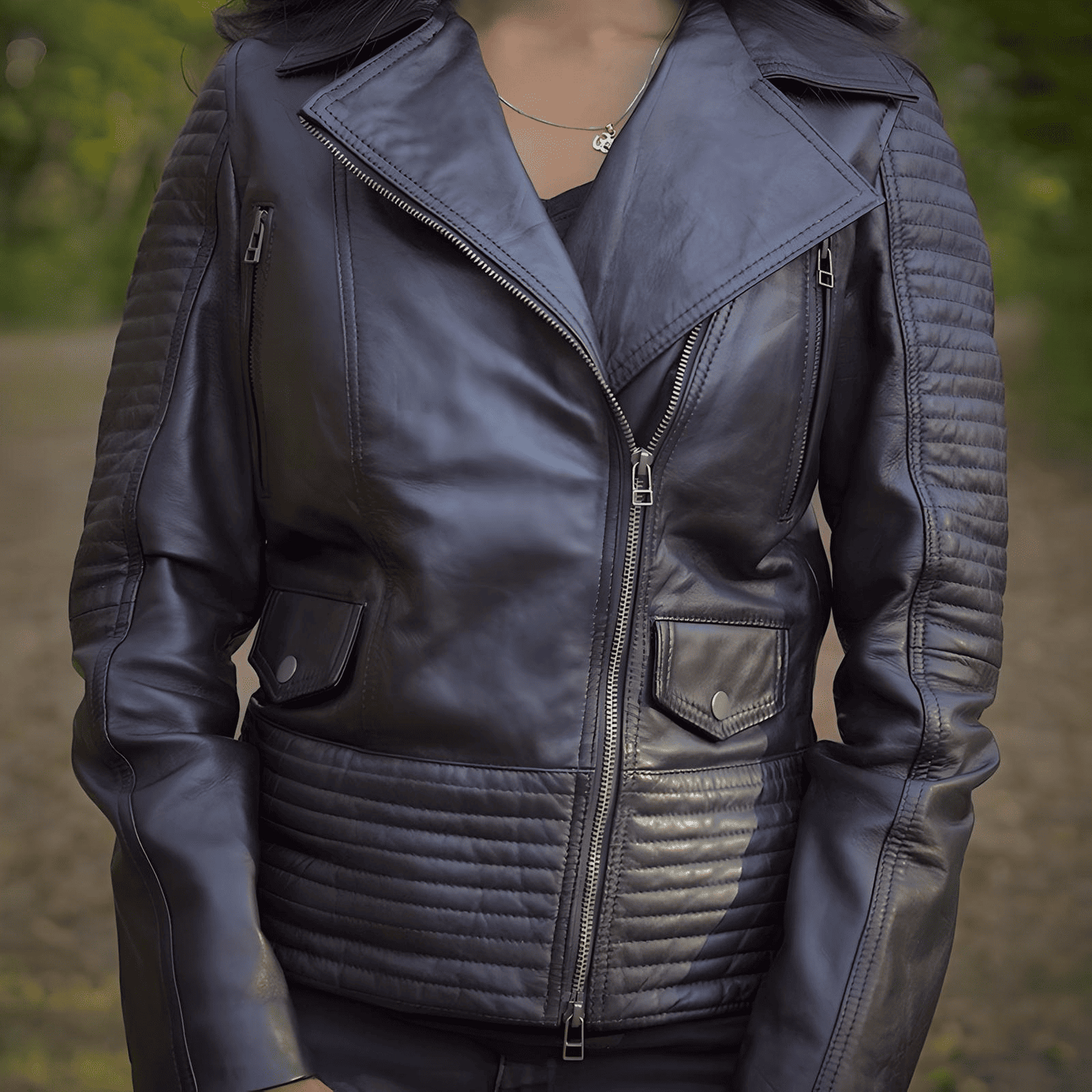 Black Biker Jacket by Cuir Jackets USA