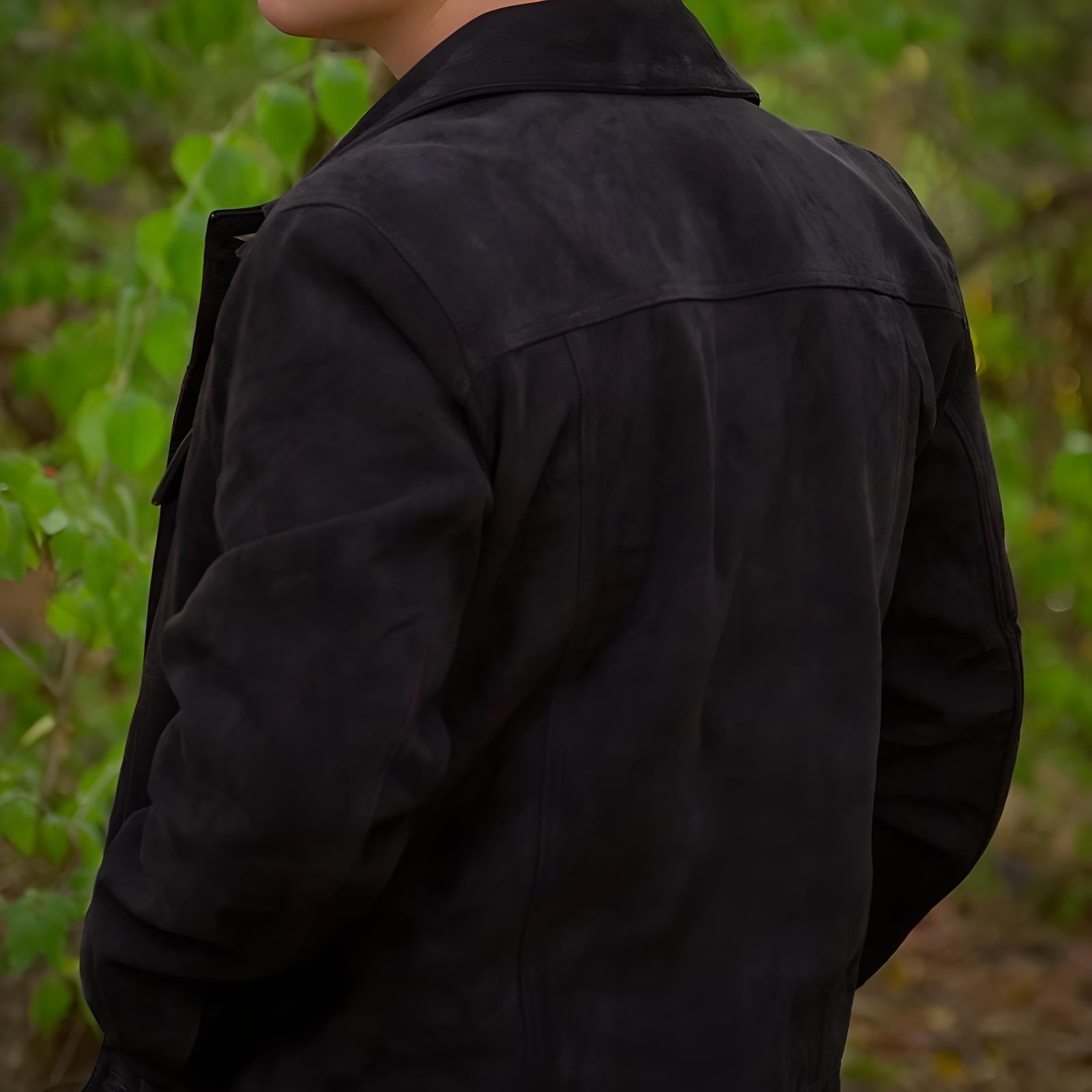 Black Suede Trucker Jacket - Premium Goat Skin Leather