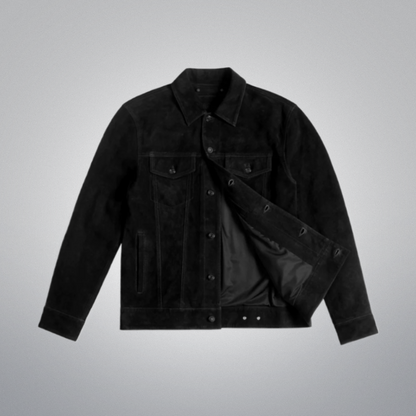 Black Suede Trucker Jacket